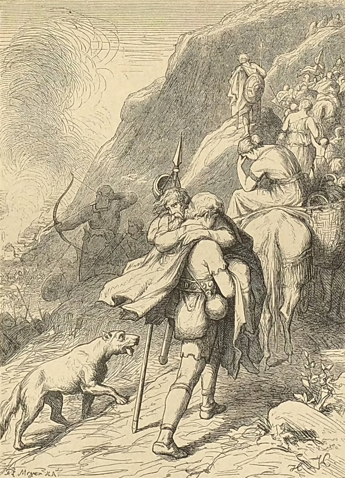 Fleeing Visigots fighting the Saracens