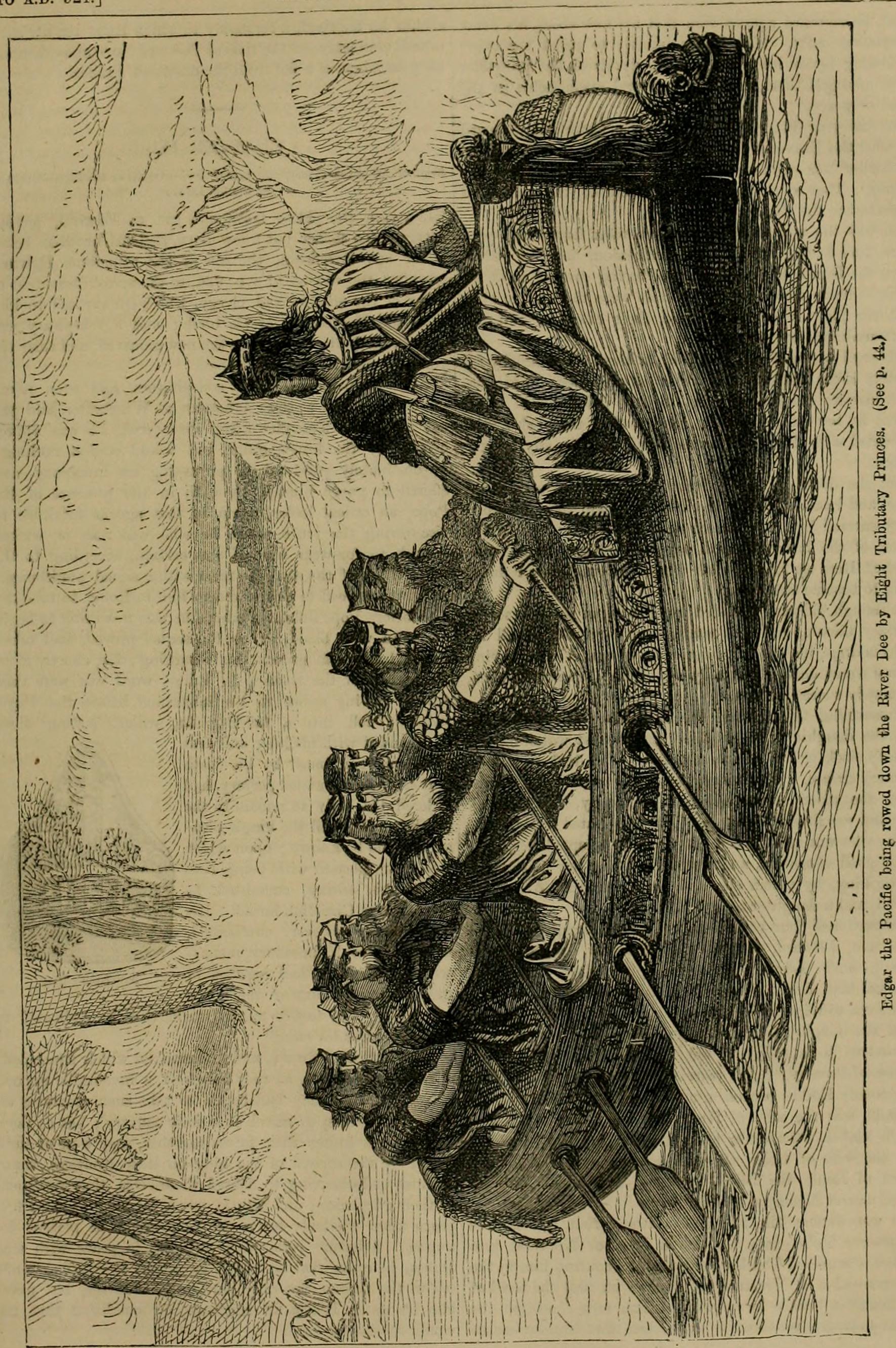Edgar the Peacemaker being rowed down the River Dee by Eight Tributary Princes