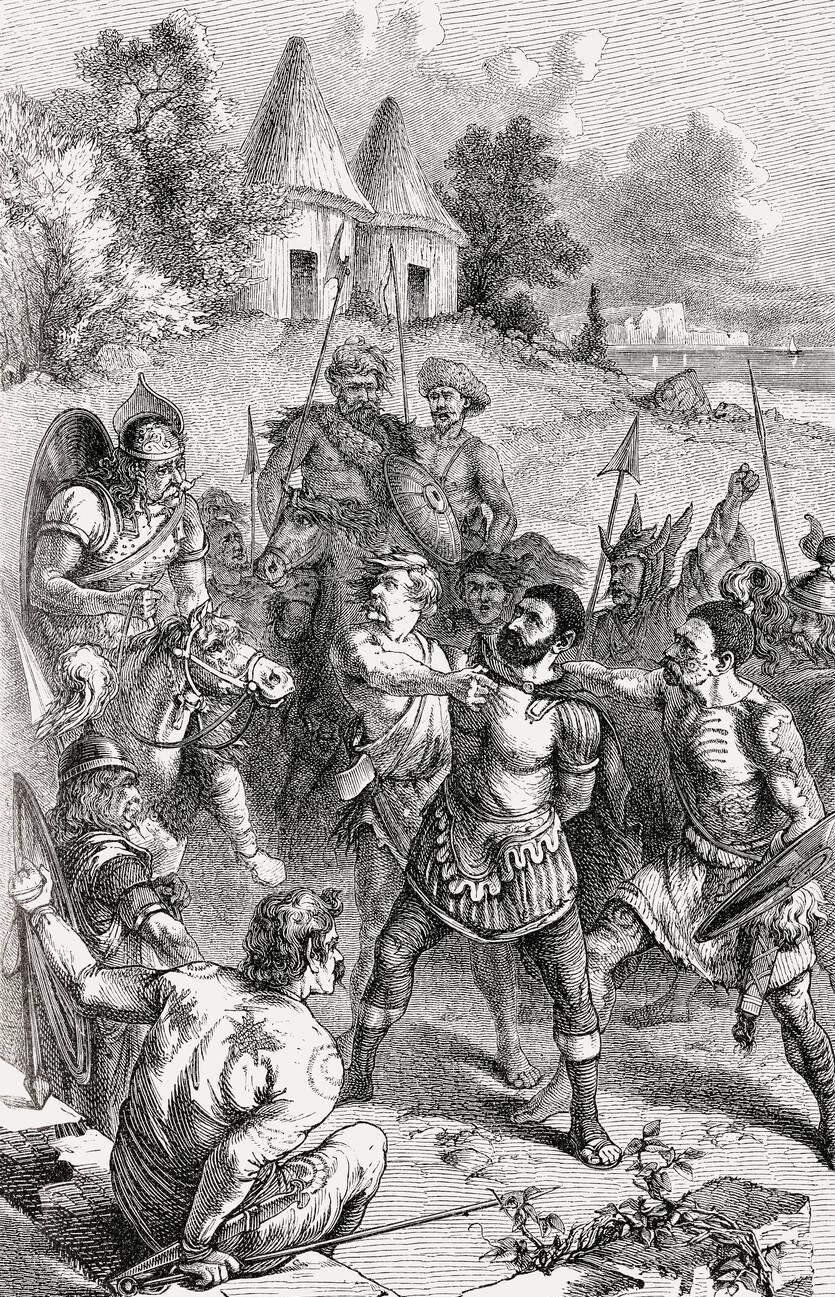 Roman centurion captured by British warriors