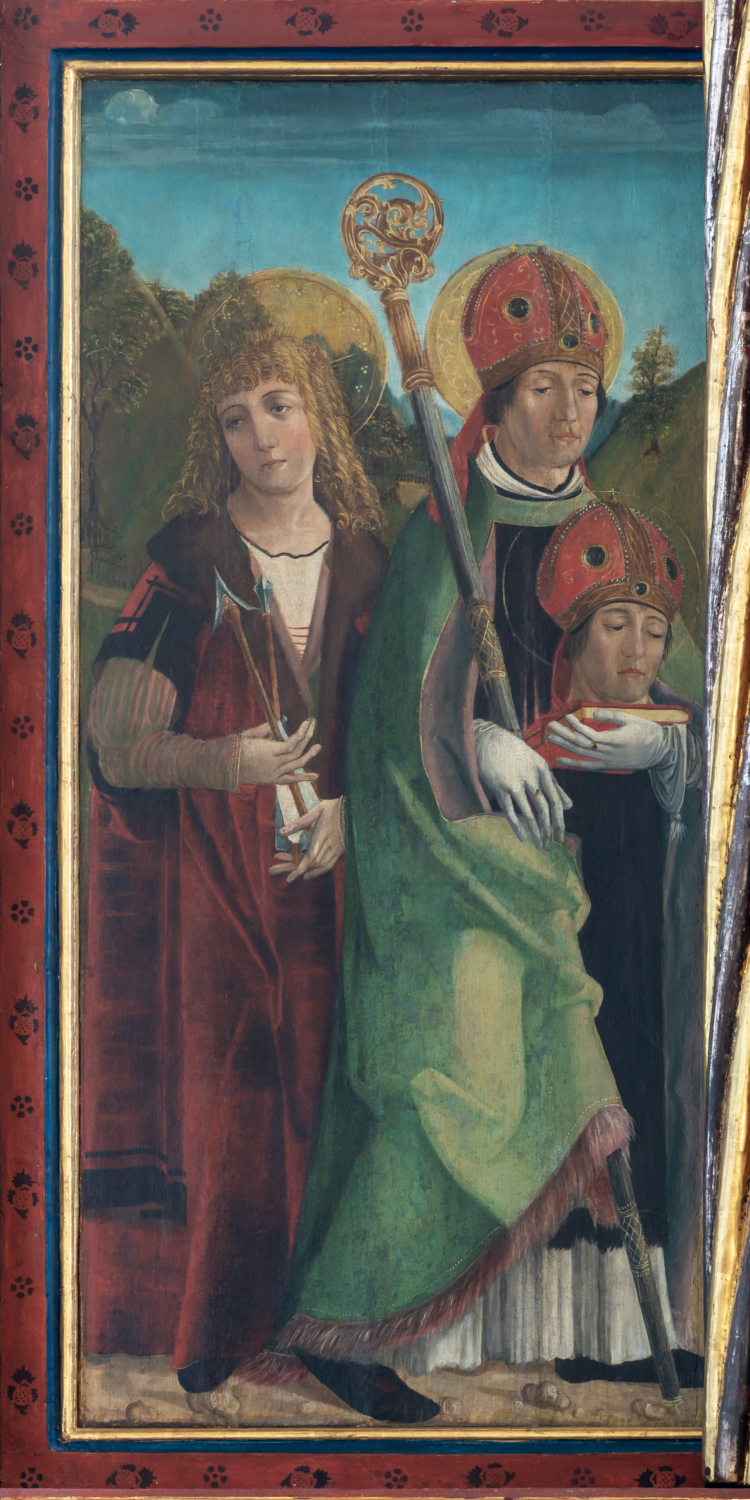 Saint Sebastian and Saint Denis at the winged altar of the parish church Gampern, Upper Austria Lienhart Astl