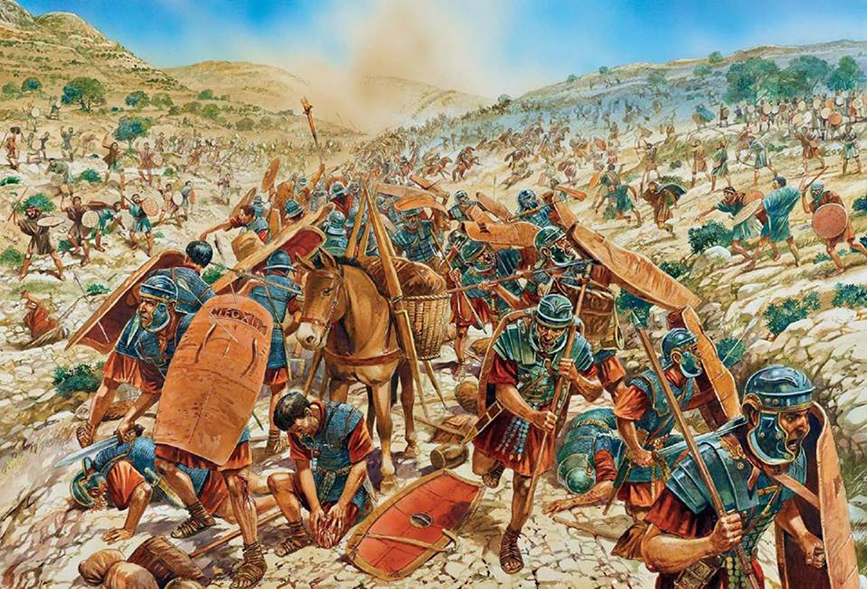 The Jewish trap closes on the Roman legionaries at the Beth Horon Pass