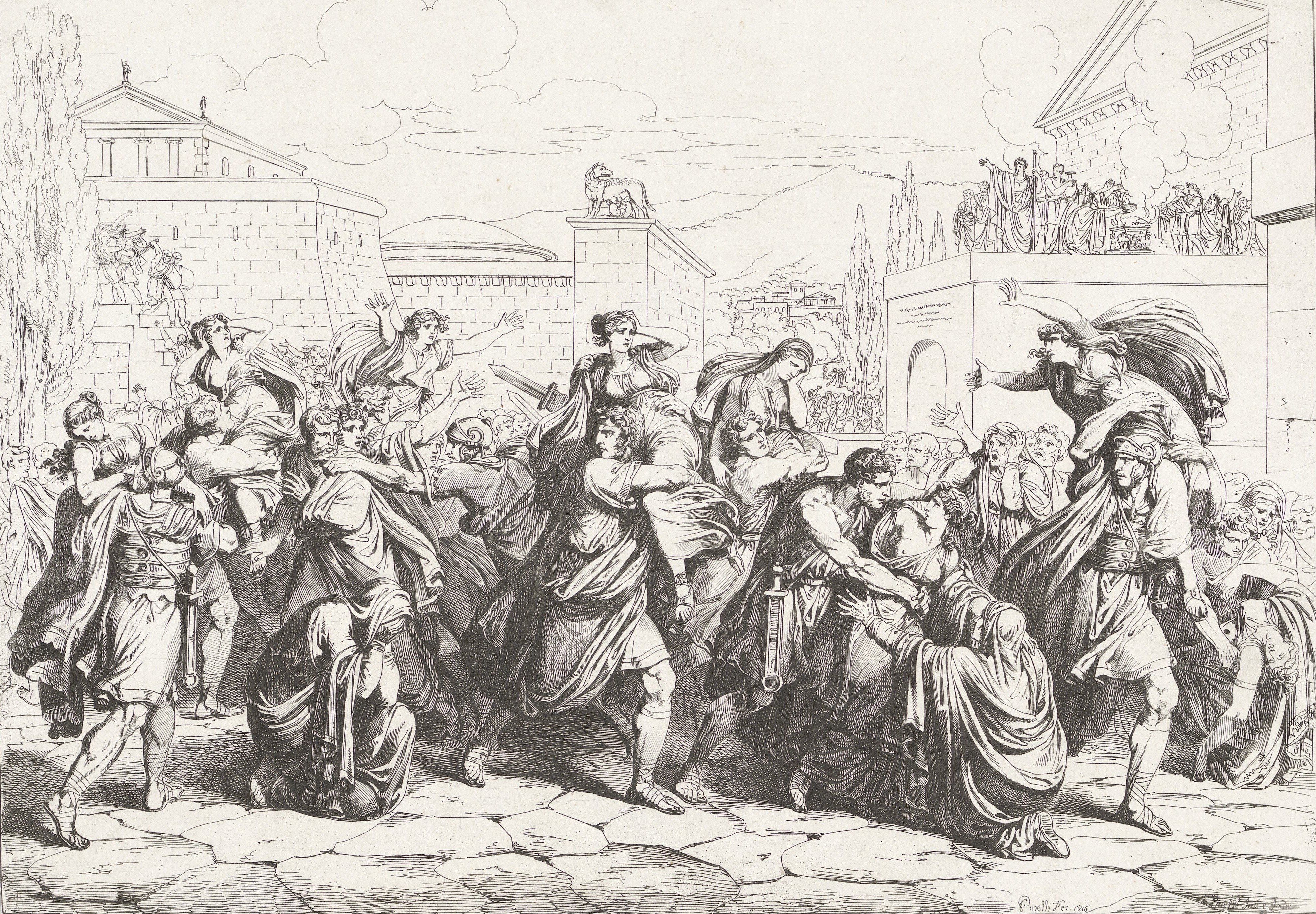 The Rape of the Sabine women under the reign of Romulus