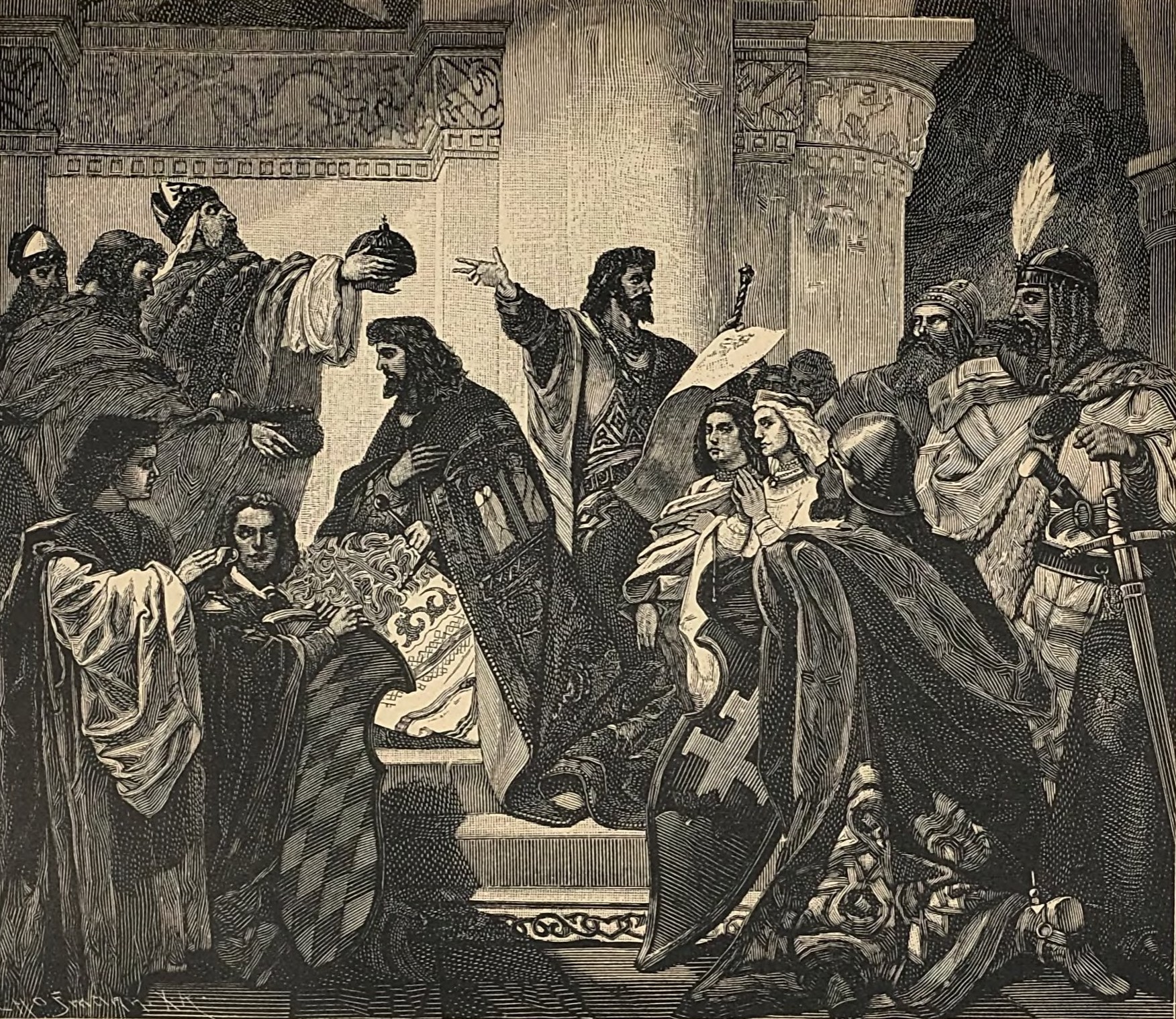 Duke Otto III of Lower Bavaria is crowned King of Hungary After the painting by H. von Pechmann