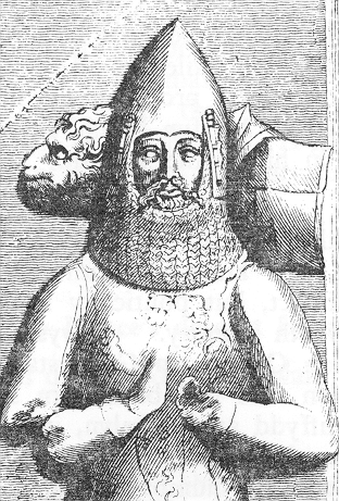 Effigy of Rhys ap Gruffydd in St David's Cathedral, Wales 1810 engraving by John Conlon