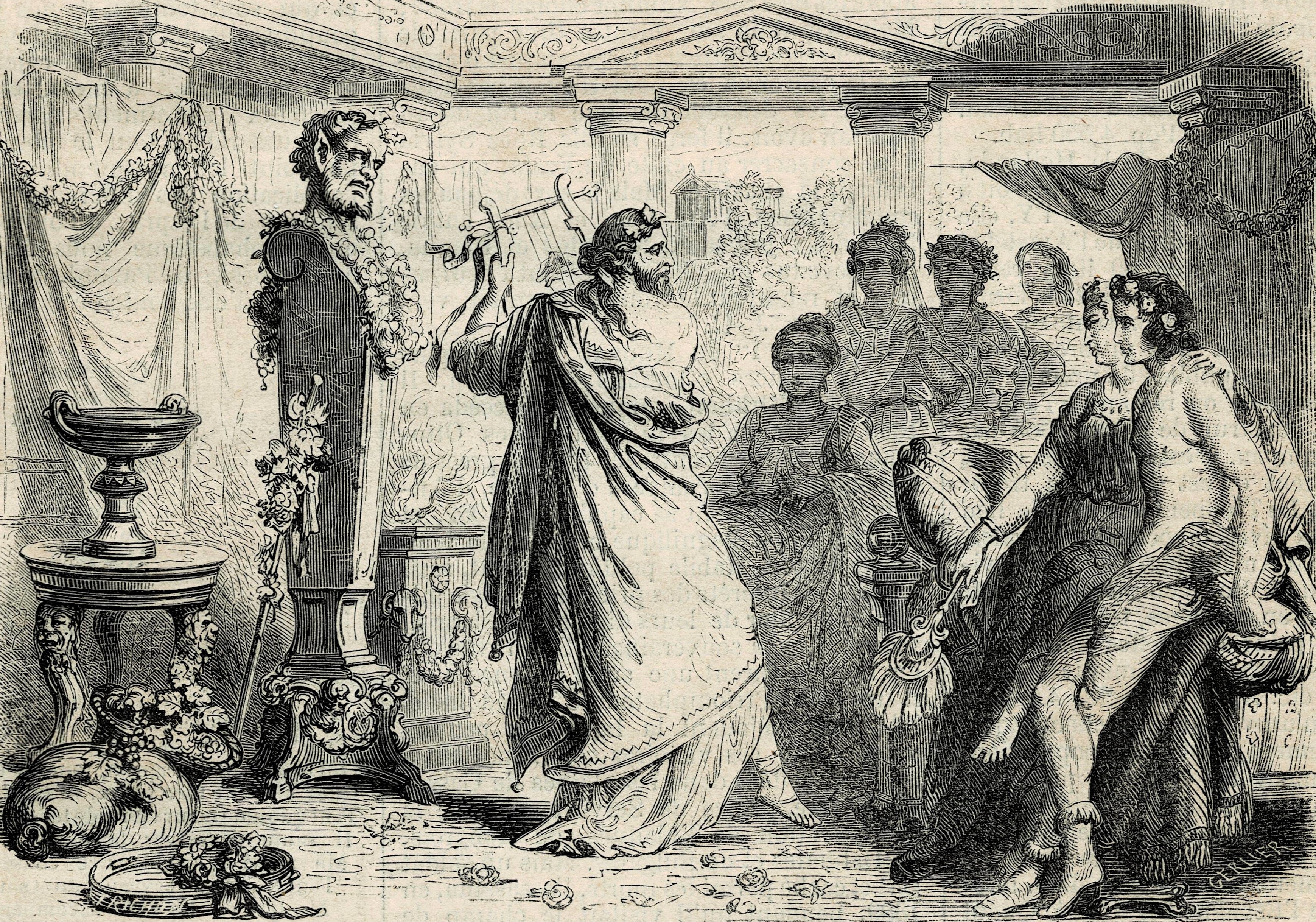 Anacreon singing of wine and love before the young Greek slaves