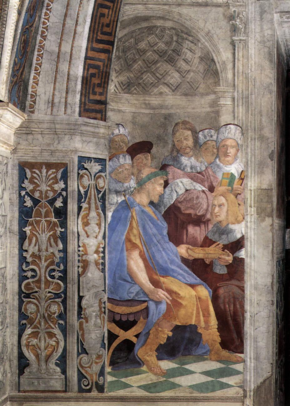 Tribonianus handing the Pandects to Justinian